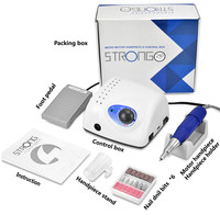 STRONG 210 Plus PRO-elektryczne urządzenie do pielęgnacji paznokci, 45K nowe, 105 105L, uchwyt 65W, 45000rpm, wiertła, maszyna do manicure pedicure, pilniki 6